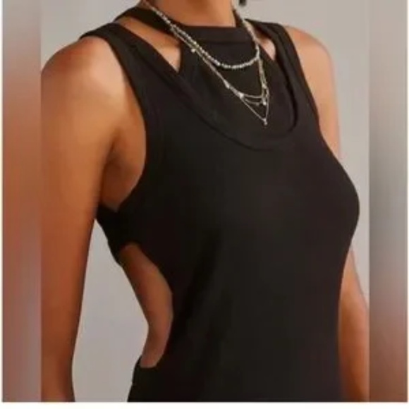 Anthropologie T.La Layered Sleeveless Ribbed Midi Tank Dress Size Small - Picture 2 of 8